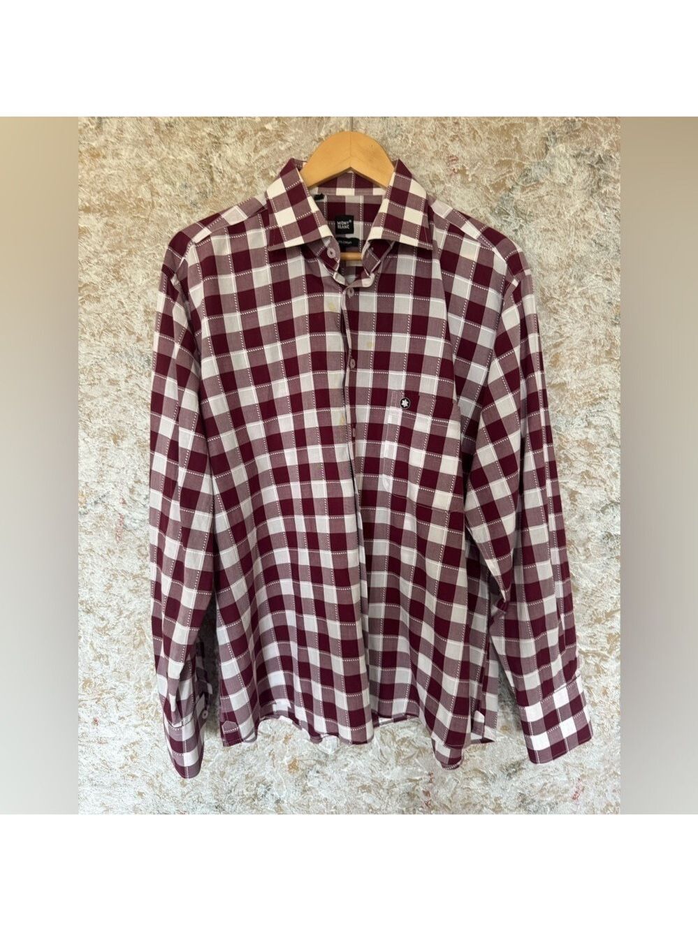 Mont Blanc Burgundy White Checkered Shirt